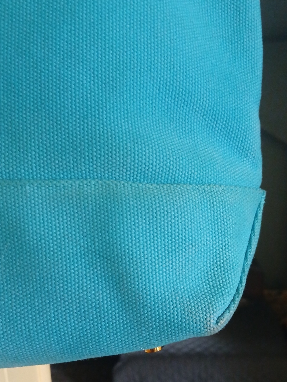 Tory Burch Turquoise Canvas Tote with Brown Leather Trim and Logo - Picture 5 of 11